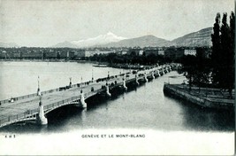 Bridges Postcard Geneve Et Le Mont Blanc Geneva Switzerland - £8.90 GBP