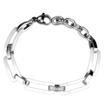 3W1016 - High polished (no plating) Stainless Steel Bracelet with Ceramic  in Wh - $37.49