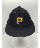 Vintage Baseball Hat Pittsburgh Pirates General Pro Knit Texon Visor Bla... - £29.30 GBP