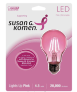 Feit Electric Pink Dimmable Filament Susan G Komen LED Light Bulb - $275.05 MXN