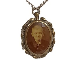 Vintage Sterling Silver Photo Cameo Pendant Necklace Woman Grandmother G... - $23.36