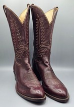 VTG Tony Lama Mens 14.5&quot; Tall Burgundy Leather Cowboy Boots, Size 14.5 E - USA - £111.77 GBP