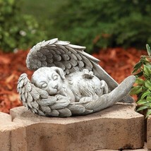 DOG in Angel Wing Memorial Cemetery Grave Marker Statue Sculpture Ceramic Stone - £20.10 GBP