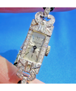 Earth mined Diamond Solid Platinum Ladies Deco Watch Gatsby era 1920s St... - £2,861.78 GBP