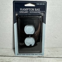 Hampton Bay Matte Black Sinclair 1-Gang Duplex Outlet Wall Plate with Ha... - $6.92