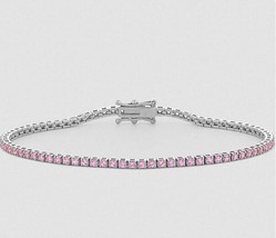 Natural Tourmaline Tennis Bracelet, Pretty Pink Charm Minimalist Jewelry For Her - £109.58 GBP