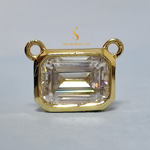 1.70 Carat Emerald Cut Moissanite Charm Pendant 14K Solid Gold Bezel Set... - £102.22 GBP