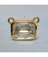 1.70 Carat Emerald Cut Moissanite Charm Pendant 14K Solid Gold Bezel Set... - $130.00