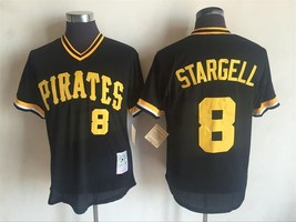 Pirates #8 Willie Stargell Jersey Old Style Uniform Black - £35.30 GBP