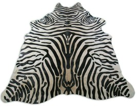 Zebra Print Cowhide Rug Size: 7&#39; X 6 1/4&#39; Upholstery Zebra Cowhide Rug C-1202 - £148.27 GBP