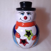 Talavera Pottery Frosty the Snowman Christmas Decoration Candle Luminary Mexico - £57.48 GBP