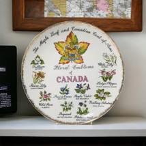 Floral Souvenir Plate Emblems Of Canada Hand Painted Porcelain Vi ESD Japan - £11.16 GBP