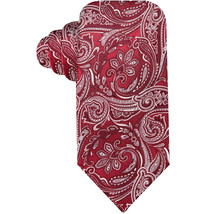 GEOFFREY BEENE Red Gray White Color Paisley Polyester Silk Blend Tie - £15.62 GBP