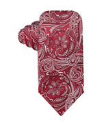 GEOFFREY BEENE Red Gray White Color Paisley Polyester Silk Blend Tie - £15.95 GBP