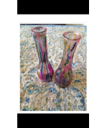 set of 2 Multicolored Glass Bud Vase 9&quot; - £35.37 GBP