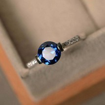 925 Sterling Silver Handmade Certified 2.25Ct Blue Sapphire Gift Ring For Her - £43.22 GBP