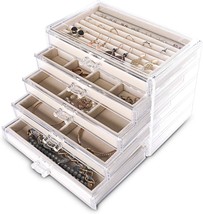 Frebeauty Extra Large Acrylic Jewelry Box For Women, Girls, 5 Layers Clear - $40.46