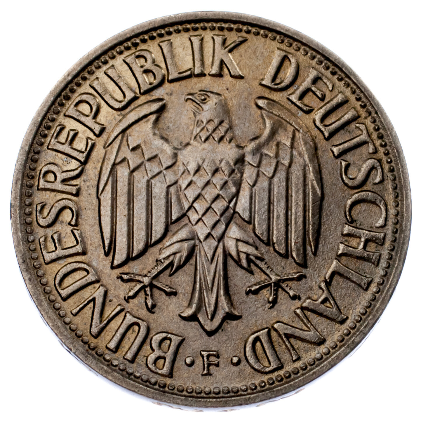 1966-F Allemand 1 Mark Pièce de Monnaie (Bu État) Stuttgart Mint Km 110 - $55.09