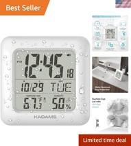 Stylish White Waterproof Wall Clock with Multi-Language Calendar &amp; Temp ... - $52.50