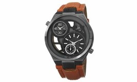 NEW Joshua &amp; Sons JS76TN Mens Swiss Quartz Dual Time Black/Tan Leather Watch 10M - £45.32 GBP