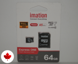 64GB Micro SD Memory Card + Adapter, Imation Express One (Class 10) New, Sealed - £8.55 GBP