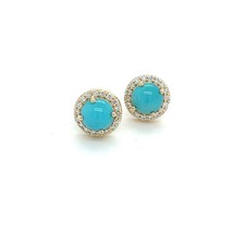 Natural Turquoise Diamond Earrings 14k Y Gold 2.18 TCW Certified $2,490 217839 - £1,050.50 GBP