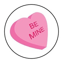 30 Be Mine Valentine&#39;s Day Envelope Seals Labels Stickers 1.5&quot; Round pink heart - £5.86 GBP