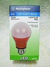 Westinghouse Led Red 40 Watt Party Bulb Uses Only 5 Watts Of Power-Medium Base!! - £11.76 GBP