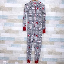 Macys Family PJs Polar Bear Fair Isle Fleece Union Suit Gray Hooded Wome... - £22.85 GBP