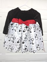 ASHLEY ANN Baby Girls Dress 6/9 Months Black Velvet Silver Sparkle Circle Party - £19.46 GBP