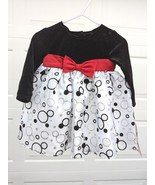 ASHLEY ANN Baby Girls Dress 6/9 Months Black Velvet Silver Sparkle Circl... - £19.71 GBP