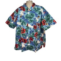King Size Mens Vintage Tiki Floral Hawaiian Aloha Button Up Shirt 4XL Pocket New - £31.14 GBP