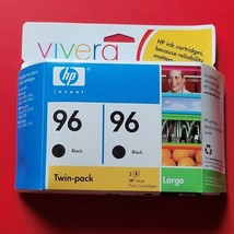 HP Vivera Twin-Pack 96 Black Ink Large Cartridges OEM Sealed New Exp Jan... - £36.50 GBP