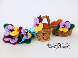 Violets Easter egg basket  * Crochet pattern * Easter decor *  - £2.05 GBP