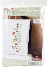 Tobin Stamped For Embroidery Pillowcase Pair 20&quot;X30&quot;-Whimsy Floral - £15.81 GBP