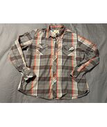 OP Men’s XL Plaid Button Front Long Sleeve Shirt Orange Gray Western Sur... - €10,03 EUR