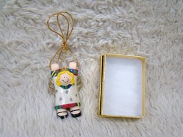 Ceramic Hanging Angel Christmas Tree Ornament with Gift Box, Holiday Dec... - £6.75 GBP