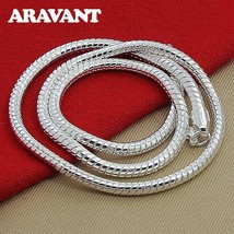 Hot Sale 925 Silver 4MM Snake Chains Necklaces For Women Men Fashion Silver Jewe - £10.29 GBP