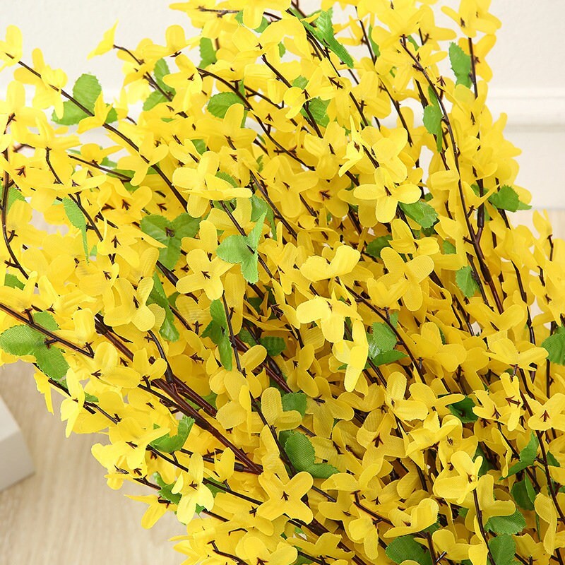 25&quot; long Artificial forsythia bush flower yellow forsythia flower stem s... - $2.99
