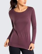 CRZ YOGA Womens Top Maroon Seamless Athletic Long Sleeve Running Shirt S... - $11.51