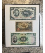 China Banknote &amp; Japanese Paper Currency Asia Note Asian Money WW2 FRAMED - $49.48
