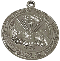 Department Of The U.S. Army Keychain Medallion Recruitment Pendant Silver Tone image 2
