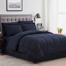Navy Sweet Home Collection 8 Pc. Bed In A Bag Set For Queen Size, And Sh... - £51.13 GBP