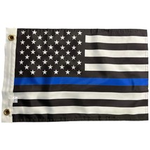 Small 12&quot;X18&quot; Thin Blue Line American Flag Police Law Boat Car Bike Kaya... - £13.47 GBP