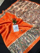 New FabIndia Style Handloom  art embroidery all Tussar Pure Silk Saree s... - $84.72