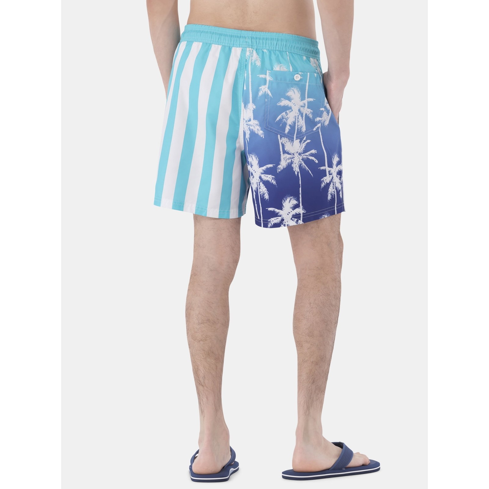 No Boundaries Men's Elastic Waist Swim Trunks 6" Inseam Blue Palms 3XL (48-50 Item image 4