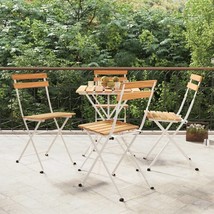 Folding Bistro Chairs 4 pcs Solid Wood Acacia and Steel - £91.29 GBP