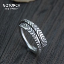 Real Pure 925 Sterling Silver Rings For Women Viking Antient Leaves Shape Handma - £21.60 GBP