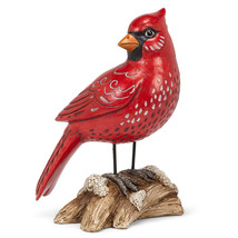 Red Cardinal Bird Figurine Realistic 8.5" High Freestanding Resin Metal Feet image 1