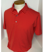 FootJoy Mens Large Polo Red White Striped Short Sleeve Athletic Fit FJ Golf - $38.63 CAD